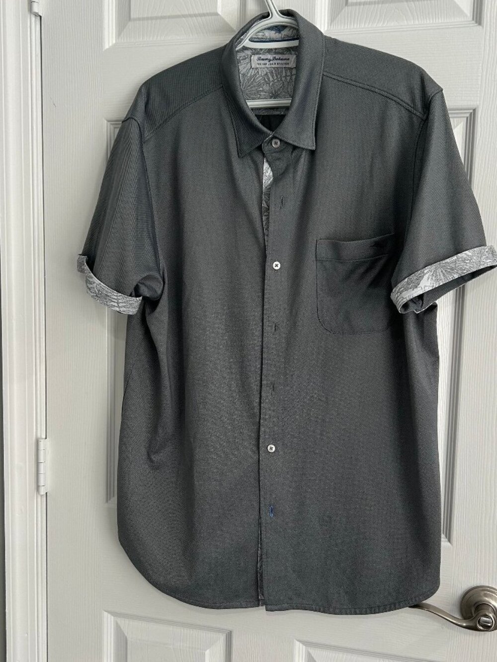 Men's Tommy Bahama - Grey Short Sleeve Button-Front Shirt - Size XL